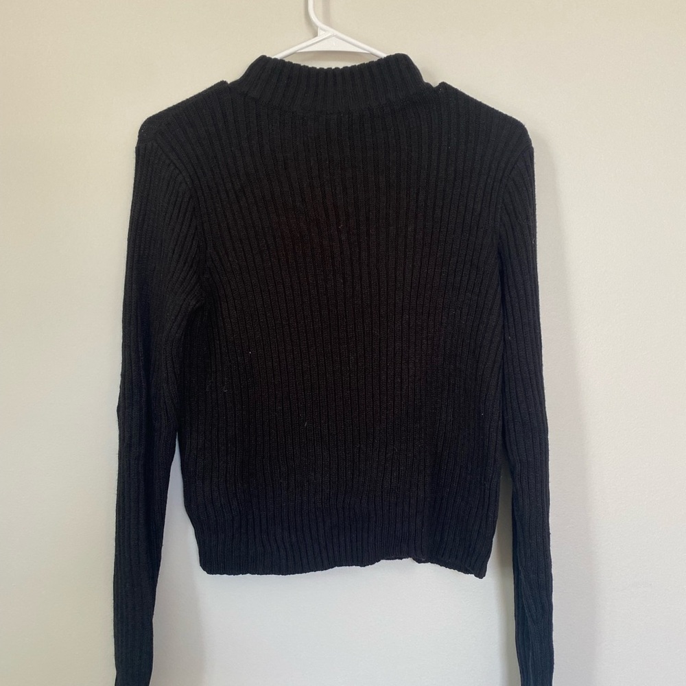 Divided Black Ribbed Sweater - Picture 3 of 3